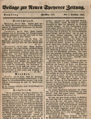 Neue Speyerer Zeitung Samstag 3. Oktober 1840