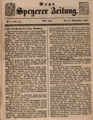 Neue Speyerer Zeitung Dienstag 10. November 1840