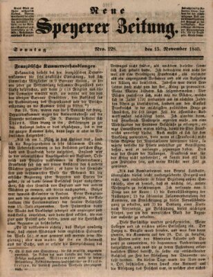 Neue Speyerer Zeitung Sonntag 15. November 1840