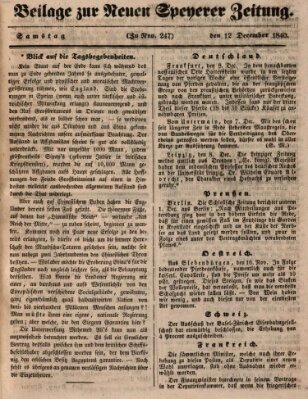 Neue Speyerer Zeitung Samstag 12. Dezember 1840
