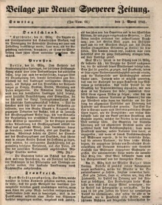 Neue Speyerer Zeitung Samstag 3. April 1841