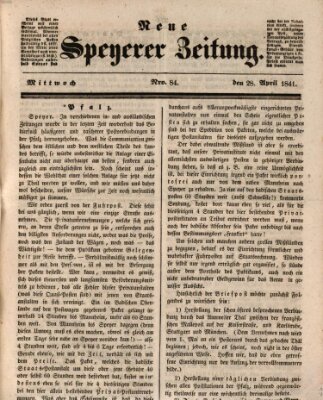 Neue Speyerer Zeitung Mittwoch 28. April 1841