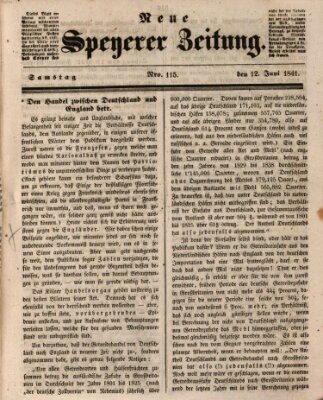 Neue Speyerer Zeitung Samstag 12. Juni 1841