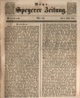 Neue Speyerer Zeitung Mittwoch 7. Juli 1841