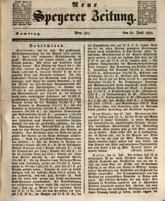 Neue Speyerer Zeitung Samstag 31. Juli 1841