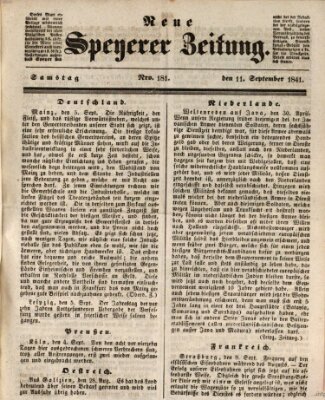 Neue Speyerer Zeitung Samstag 11. September 1841