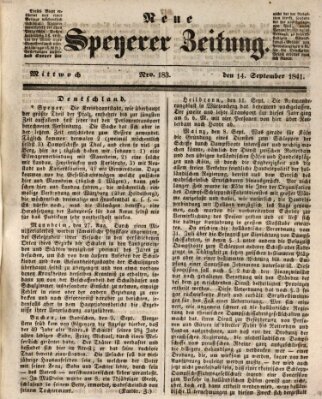 Neue Speyerer Zeitung Mittwoch 15. September 1841