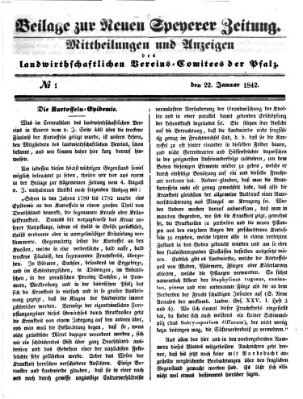 Neue Speyerer Zeitung Samstag 22. Januar 1842