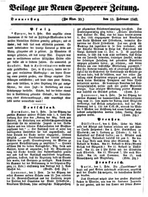 Neue Speyerer Zeitung Donnerstag 10. Februar 1842