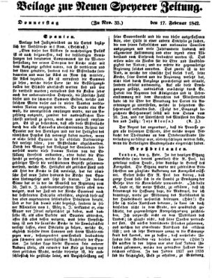 Neue Speyerer Zeitung Donnerstag 17. Februar 1842