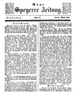 Neue Speyerer Zeitung Donnerstag 21. April 1842