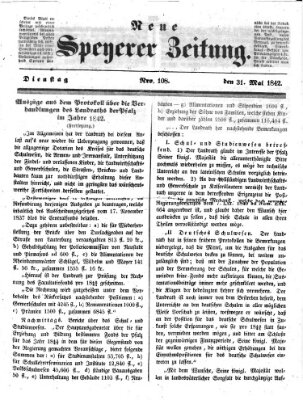 Neue Speyerer Zeitung Dienstag 31. Mai 1842