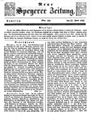 Neue Speyerer Zeitung Samstag 25. Juni 1842