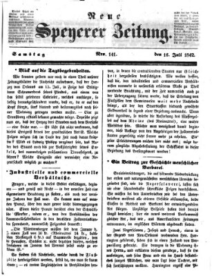 Neue Speyerer Zeitung Samstag 16. Juli 1842