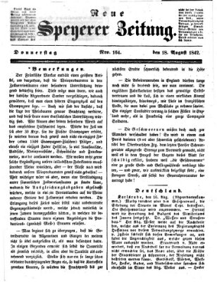 Neue Speyerer Zeitung Donnerstag 18. August 1842
