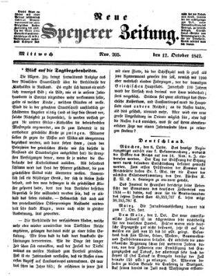 Neue Speyerer Zeitung Mittwoch 12. Oktober 1842