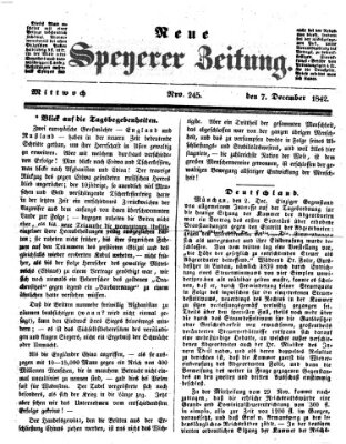 Neue Speyerer Zeitung Mittwoch 7. Dezember 1842
