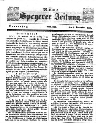 Neue Speyerer Zeitung Donnerstag 8. Dezember 1842