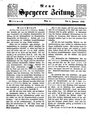 Neue Speyerer Zeitung Mittwoch 4. Januar 1843