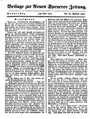 Neue Speyerer Zeitung Donnerstag 19. Januar 1843