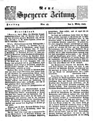 Neue Speyerer Zeitung Freitag 3. März 1843
