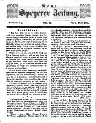 Neue Speyerer Zeitung Sonntag 5. März 1843