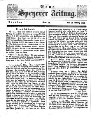 Neue Speyerer Zeitung Sonntag 19. März 1843