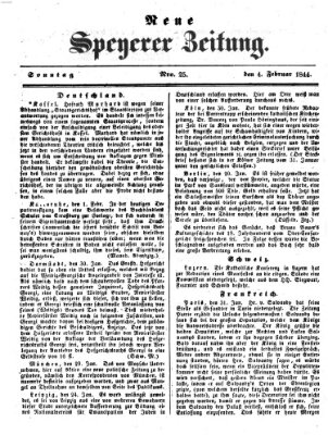 Neue Speyerer Zeitung Sonntag 4. Februar 1844