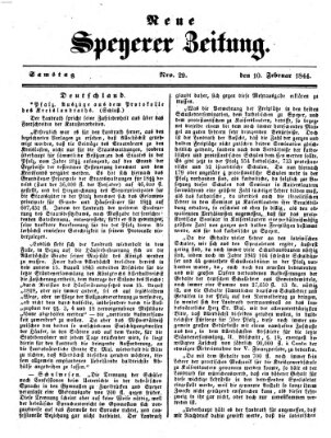 Neue Speyerer Zeitung Samstag 10. Februar 1844