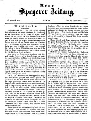 Neue Speyerer Zeitung Sonntag 18. Februar 1844