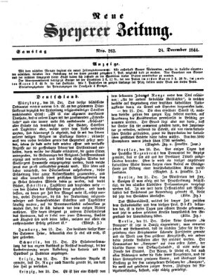 Neue Speyerer Zeitung Samstag 28. Dezember 1844