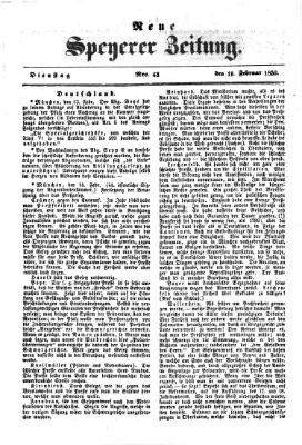 Neue Speyerer Zeitung Dienstag 19. Februar 1850