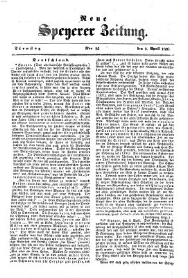 Neue Speyerer Zeitung Dienstag 9. April 1850