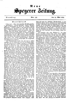 Neue Speyerer Zeitung Dienstag 14. Mai 1850
