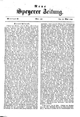 Neue Speyerer Zeitung Mittwoch 15. Mai 1850