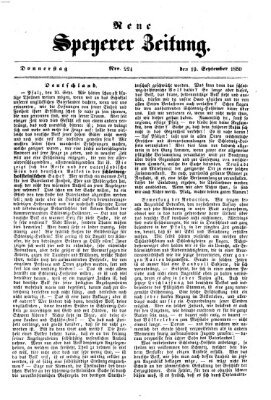 Neue Speyerer Zeitung Donnerstag 19. September 1850