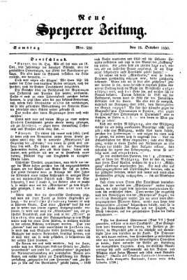 Neue Speyerer Zeitung Samstag 19. Oktober 1850
