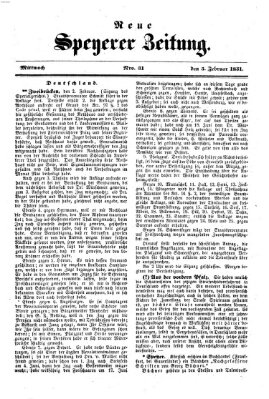 Neue Speyerer Zeitung Mittwoch 5. Februar 1851
