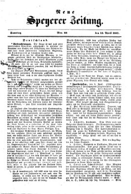 Neue Speyerer Zeitung Samstag 12. April 1851