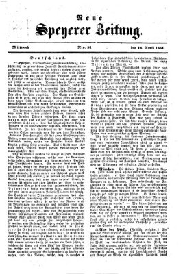 Neue Speyerer Zeitung Mittwoch 16. April 1851
