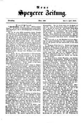 Neue Speyerer Zeitung Dienstag 1. Juli 1851