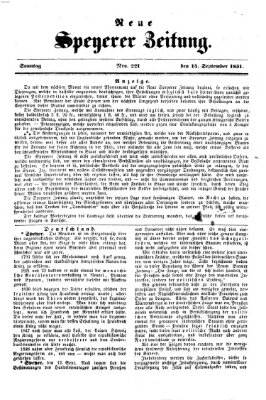 Neue Speyerer Zeitung Sonntag 14. September 1851