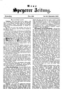 Neue Speyerer Zeitung Donnerstag 25. September 1851