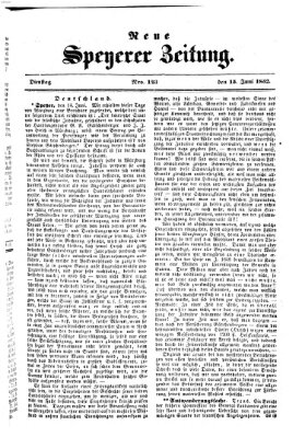 Neue Speyerer Zeitung Dienstag 15. Juni 1852