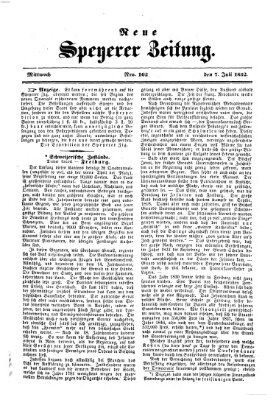 Neue Speyerer Zeitung Mittwoch 7. Juli 1852