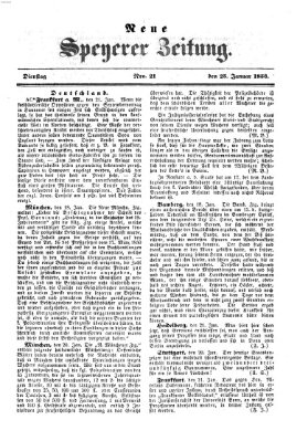 Neue Speyerer Zeitung Dienstag 25. Januar 1853