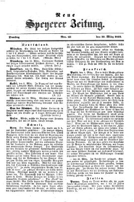 Neue Speyerer Zeitung Dienstag 15. März 1853