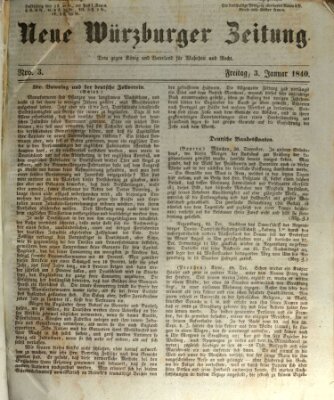 Neue Würzburger Zeitung Freitag 3. Januar 1840
