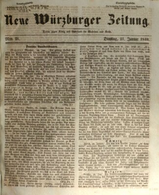 Neue Würzburger Zeitung Dienstag 21. Januar 1840