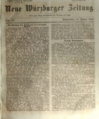Neue Würzburger Zeitung Donnerstag 23. Januar 1840